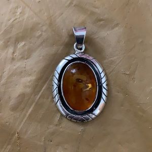 Just in- silver and amber pendant